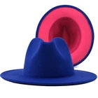 Фетр унисекс, синий, розовый, для пэчворка, шляпа для джаза, мужской, женский, мужской, из смесовой шерсти с плоскими полями, шляпы Панамы Трилби, винтажная шляпа XL