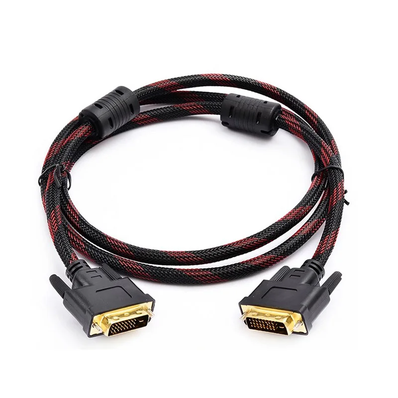 Нейлоновый плетеный кабель DVI-DVI позолоченный фотокабель 24 + 1 штекер-штекер М/М