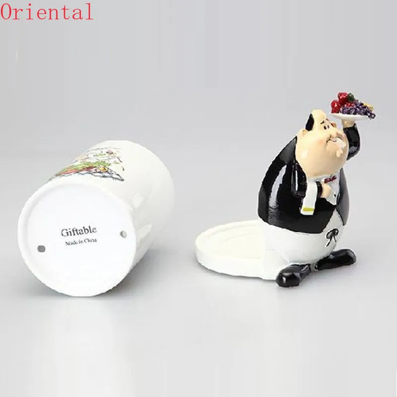 

Chopsticks Holder Kitchen Storage Rack House Dish Rack Cartoon Chef Western Food Knives And Forks Ceramics Rack X4145