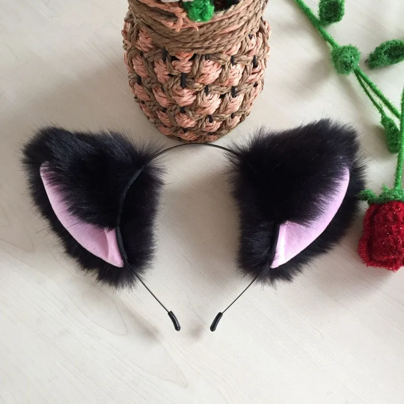 Мультяшные кошачьи уши для волос Повязка Пикантная обувь с длинноворсовым мехом
