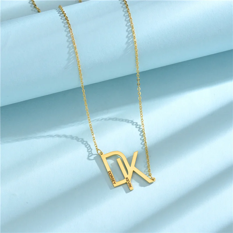 2021 Fashion New Letter Necklace Stainless Steel Gold Silver Necklace Initial Letter Pendant Necklace Lady Letter Chain Jewelry