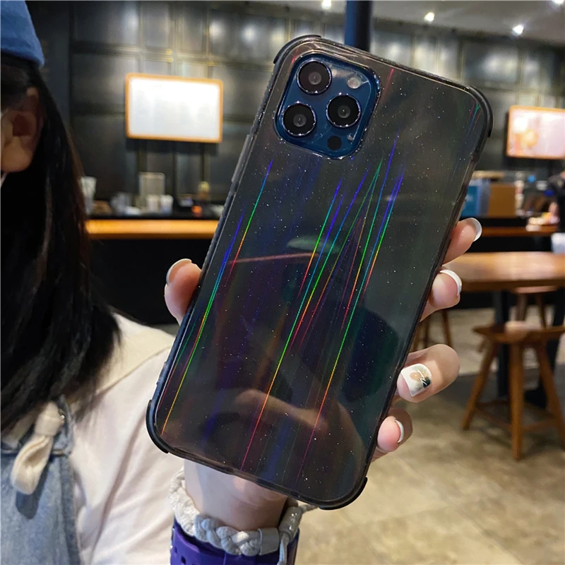 

Luxury Glitter Laser Case For iPhone 11 Pro Max 12 Mini 12 Pro Max 7 8 Plus SE2020 X XR XS Max Transparent Shockproof Back Cover