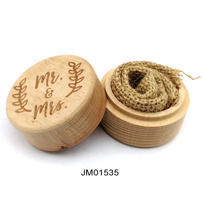 JM01535 DIY ручной работы винтажный свадебный Декор круглые кейсы для хранения бижутерии 5,2*4,2 см ожерелье серьги контейнер 1 шт деревянная коробочка для колец - Цвет: JM01535