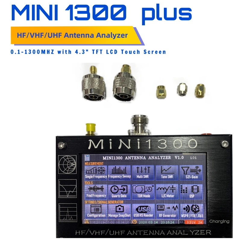 Антенна счетчик MINI1300 HF/VHF/UHF антенный тестер Мини 1300 частота 0 1 МГц с 4 3 &quotна