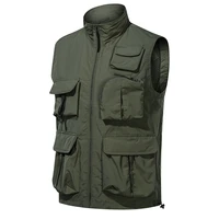 mens lightweight softshell multiple pockets vest windproof sleeveless jacket for travel hiking running golf fishing safari vest