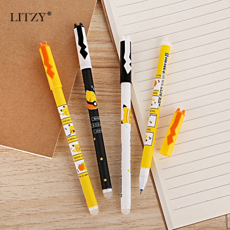 LITZY 4 шт./компл. каваи стираемая ручка 0 38 мм Синий/Черный чернильный стержень