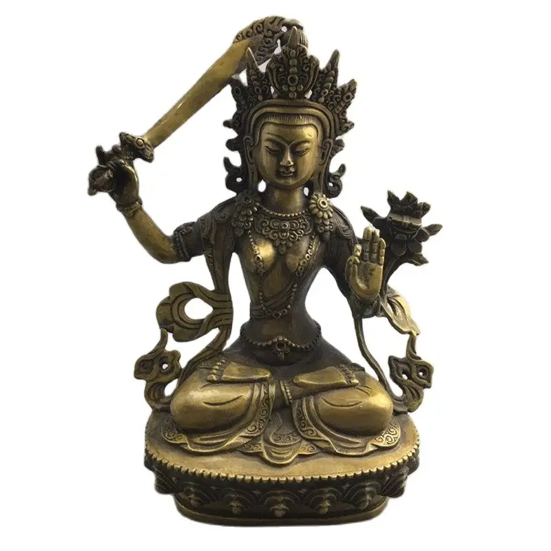 Старая китайская статуэтка Будды из тибетского серебра в стиле фэн-шуй листового