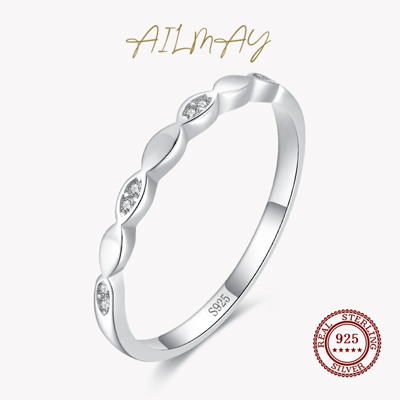 

Ailmay 925 Sterling Silver Stackable Simple Minimalist Finger Rings for Women Engagement Gift Silver Jewelry