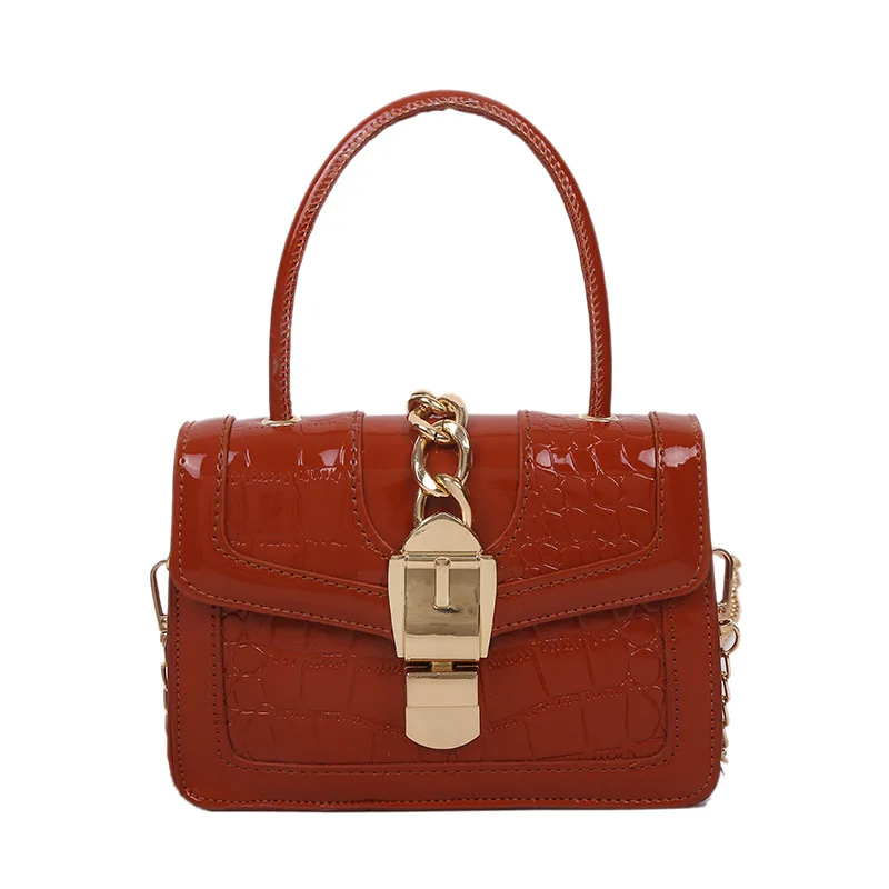 

Stone pattern new Korean version of autumn and winter styling slung women Joker ins single shoulder chain small square bag