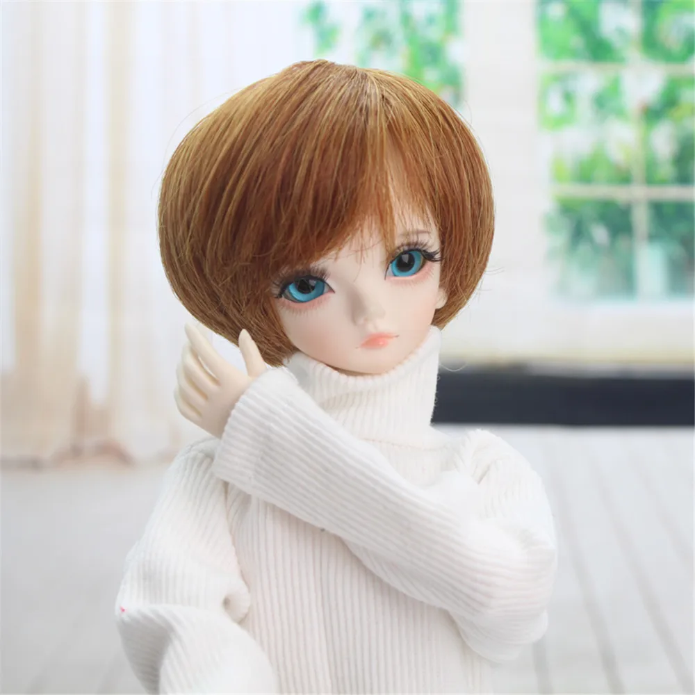 Короткие парики из высокотемпературного волокна коричневые кукольных волос для