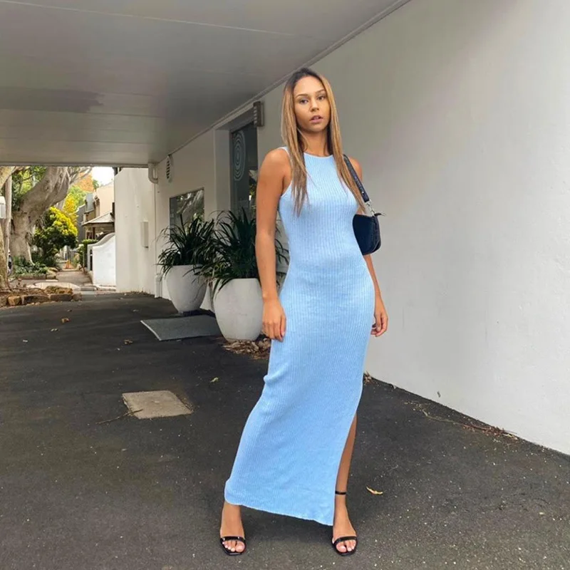 

Summer New 2021 Fashion Street Wear Sexy Backless Temperament Slim Dress Maxi Dresses for Women
