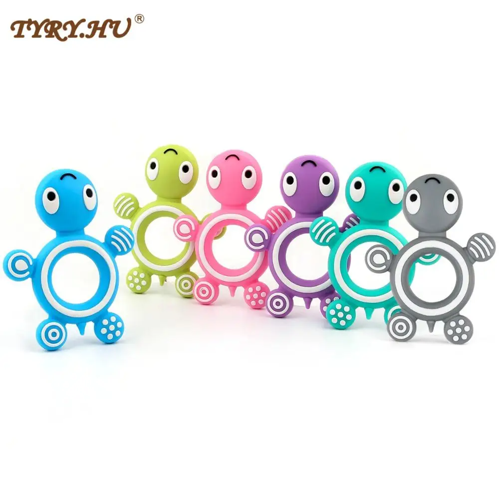 

TYRY.HU 1/10pc Lovely Tortoise Silicone Teether Beads BPA Free Material for DIY Baby Pacifier Chain Food Grade Silicone Beads