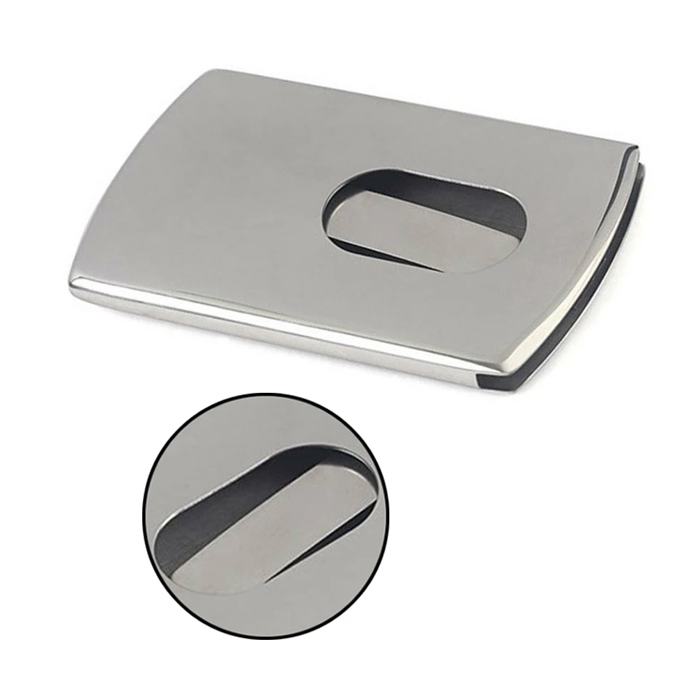 

1PC New Sliding Stainless Steel ID Card Holders Men Business Card Cases Women Elegant Metal Hand-push Credit Bank Card Box