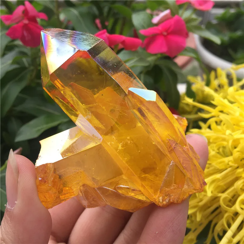 1pcs Natural crystal quartz Rare beautiful flame aura quartz crystal cluster Ore Mineral Healing Specimens Random delivery