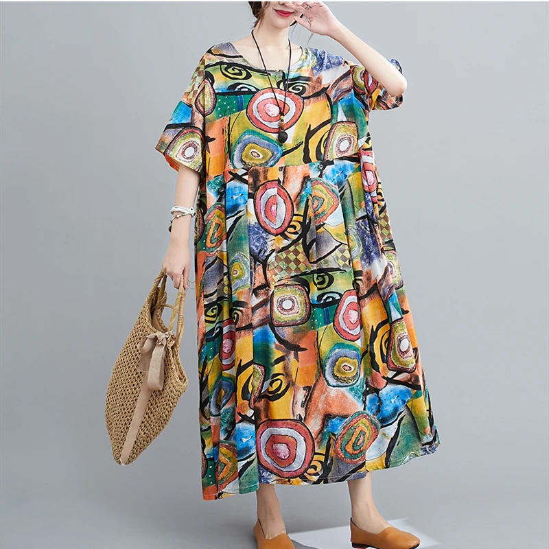 Летнее пляжное платье размера плюс богемные женские платья 2020 хлопковое