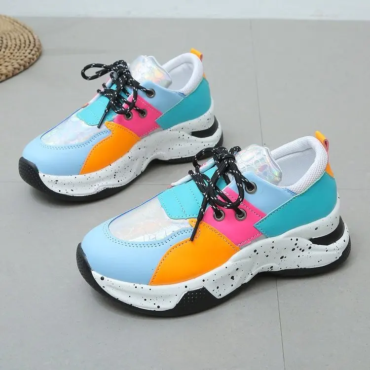 

Women's Platform Shoes Fashion Leopard Print Lace-up Casual Shoes Female 2021 Autumn Low-Top Non-Slip Designer Sports Sneakers