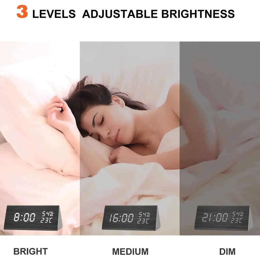 Электронные часы с будильником цифровые бесшумные светящисветодиодный для