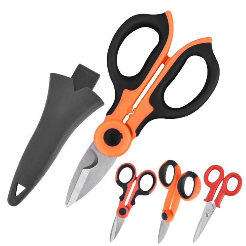 

2/1 High Carbon Steel Scissors Household Shears Tools Electrician Scissors Stripping Wire Cut Tools for Fabrics Paper and Cable