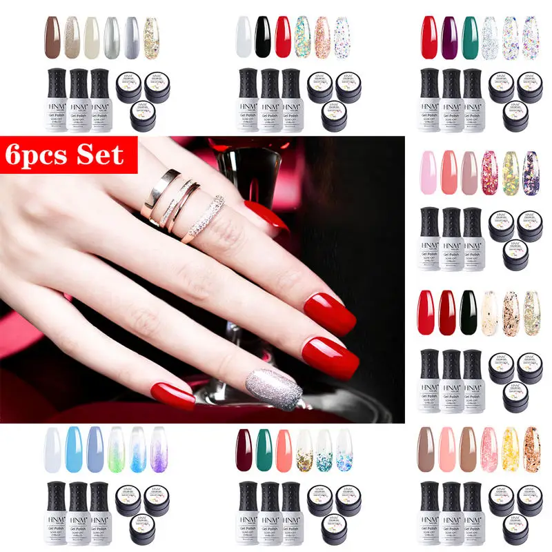 HNM 6 шт набор гель-лаков для ногтей лак Лаки Полимеризации Гель-светодиодный