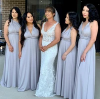 dusty blue series bridesmaid dress a line v neck tank backless sleeveless pleat floor length wedding party gowns custom made