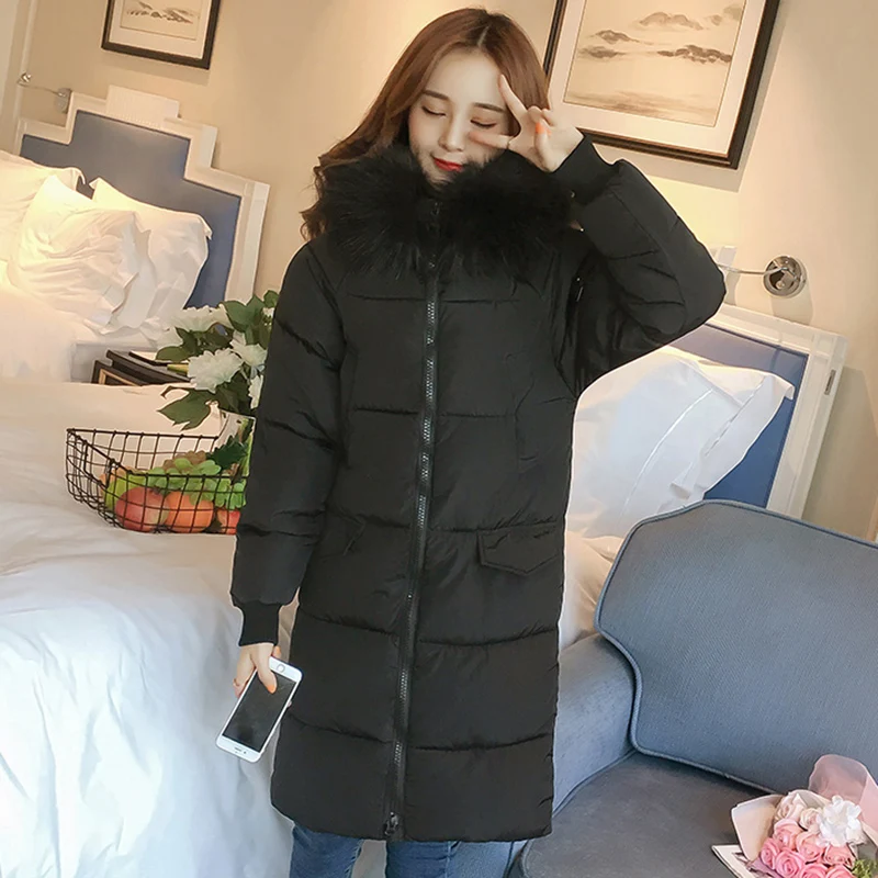 

2021 Women's Winter Coats Hooded XS-2XL Parkas New Slim Fashion Wadded Jacket Thick Warm Parka Woman Large Fur Collar Outerwear
