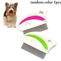 1pcs random color flea comb stainless steel paw print dog grooming comb pet hair comb for dogs small comb pet product