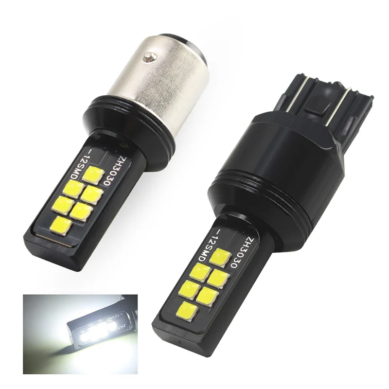 

2PCS LED Car Light Bulbs 1156 P21W BA15S PY21W 1157 BAY15D 7740 W21W T20 12SMD 3030 Chips Whtie Red Amber Auto Brake Fog Lamps