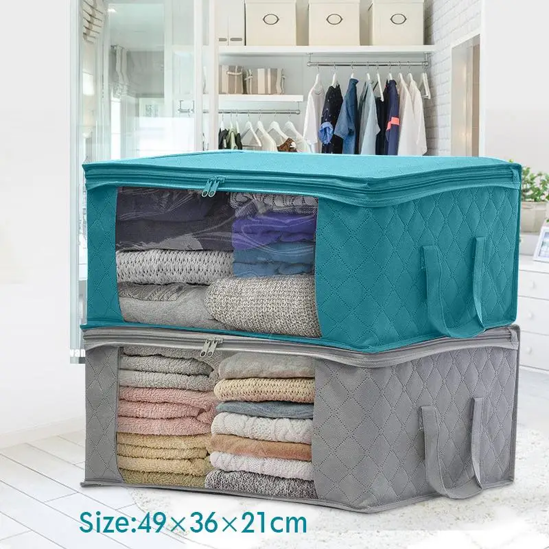 

1 pcs 49*36*21cm Non-woven Foldable Storage Bag Organizers Dust-proof for Clothes Quilts Closets Household Supplies