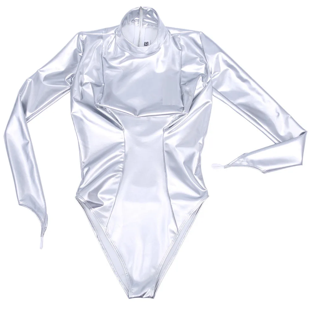 Молочной 3D дизайн с высоким разрезом боди стринги плотно облегающим шею