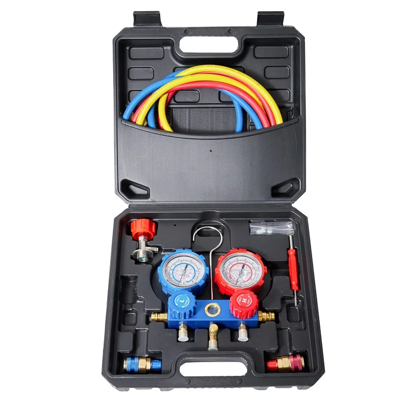 ZUKE HVAC R410A R134a R22 R32 Manifold Gauge Set with Hose Kit AC Diagnostic Manifold Gauge Kit