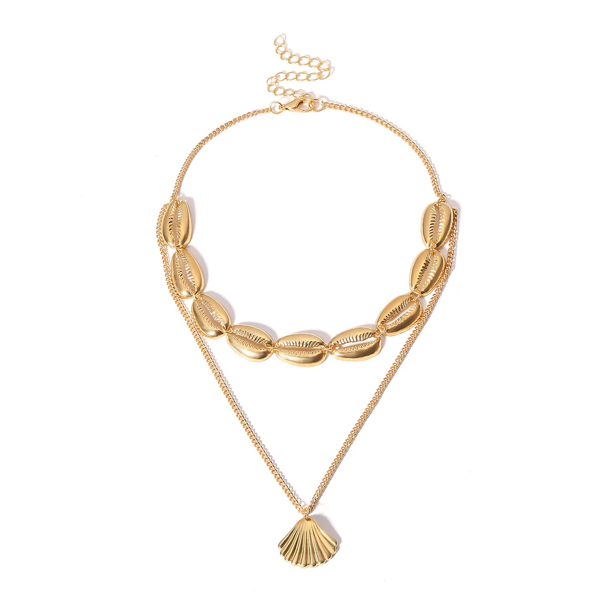 

Hot Selling Metal Chain Necklace Popular Design Choker Metallic Shell Pendant Necklace Gifts For Girl Student New Design