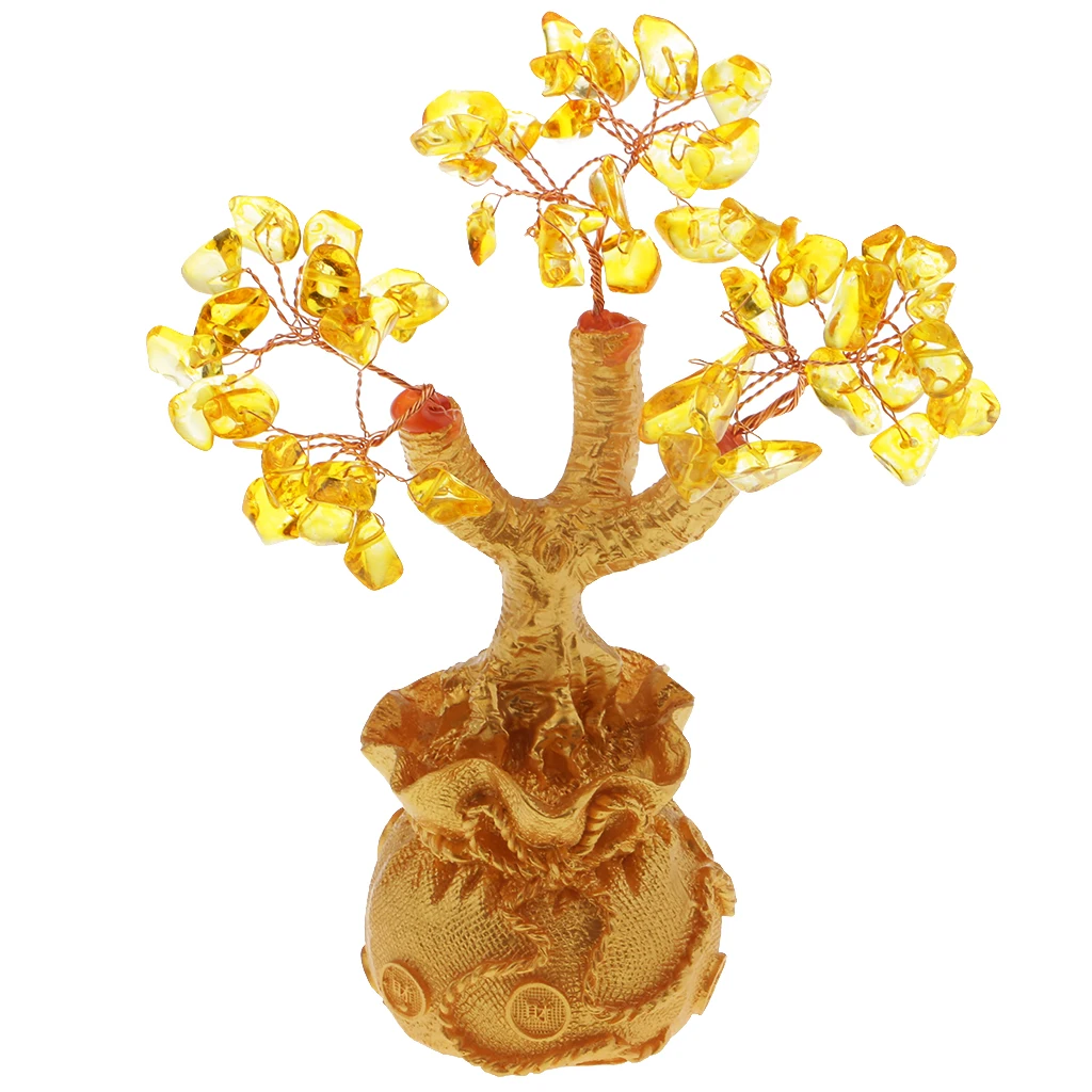 Feng Shui Кристальные драгоценные камни Fortune дерево денежное богатство
