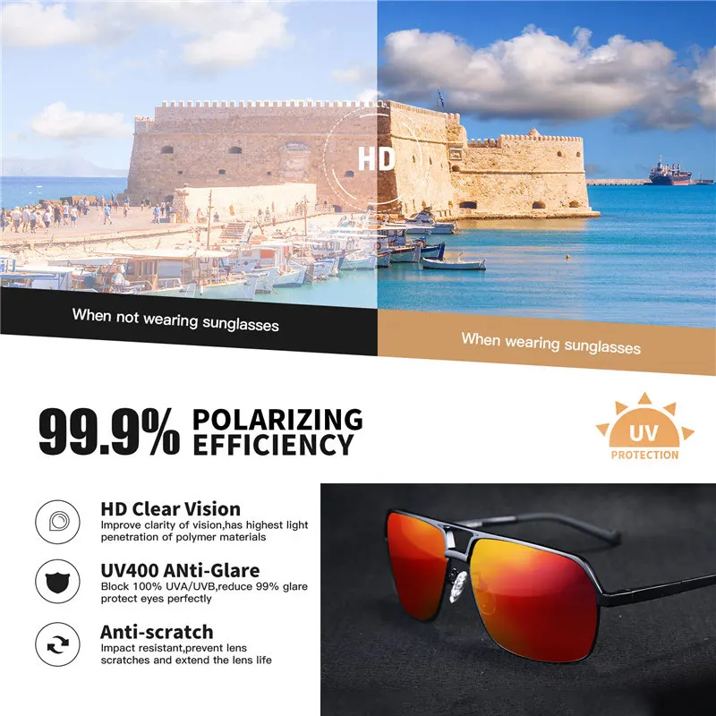 Светоотражающие солнцезащитные очки для мужчин поляризованные в