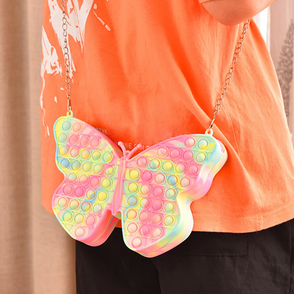 

Anti-Stress Push Bubble Butterfly Bag Fidget Toys Decompression Press Funny Storage Handbag Kids Adults Organizer Purse Toy#20