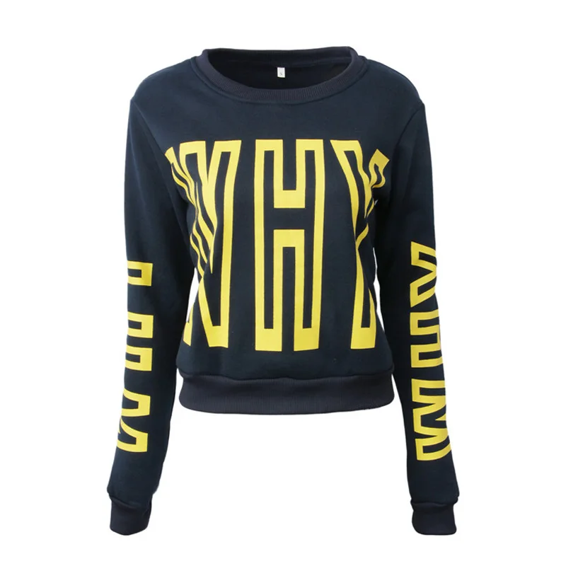 2019 Новая мода осень зима Crewneck Толстовка почему Письмо печати теплый флис длинный
