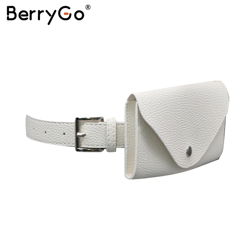 Белый BerryGo модная Женская поясная сумка из искусственной кожи Повседневная Женская поясная сумка через плечо пуговица для сумок с поясом регулируемые женские сумки-мессенджеры - Цвет: Белый