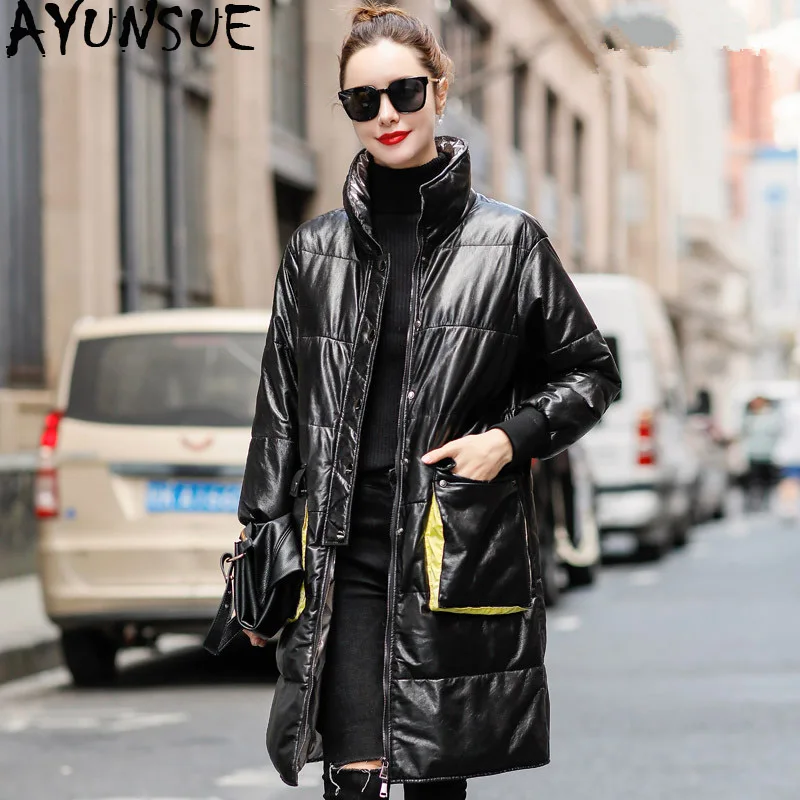 AYUNSUE/кожаная куртка зимнее пальто для женщин длинный пуховик женская одежда 2020