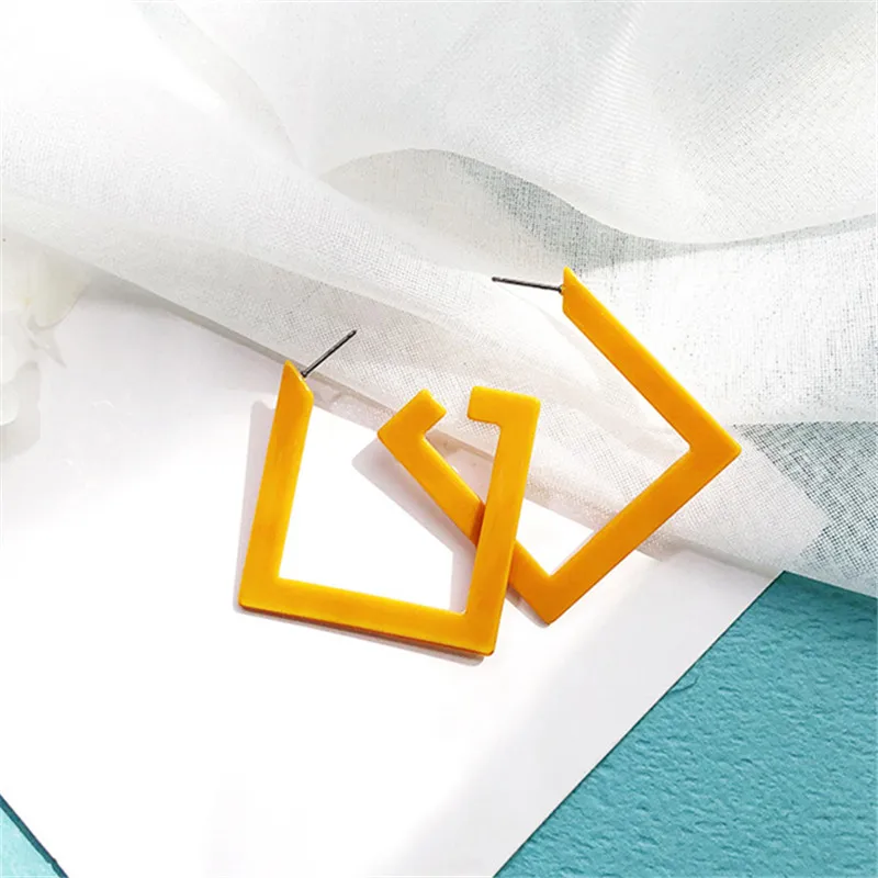 

Fashion Geometry Square Acrylic Stud Earring Vintage Hyperbole Minimalist Style Earrings for Women Party Jewelry Accessories