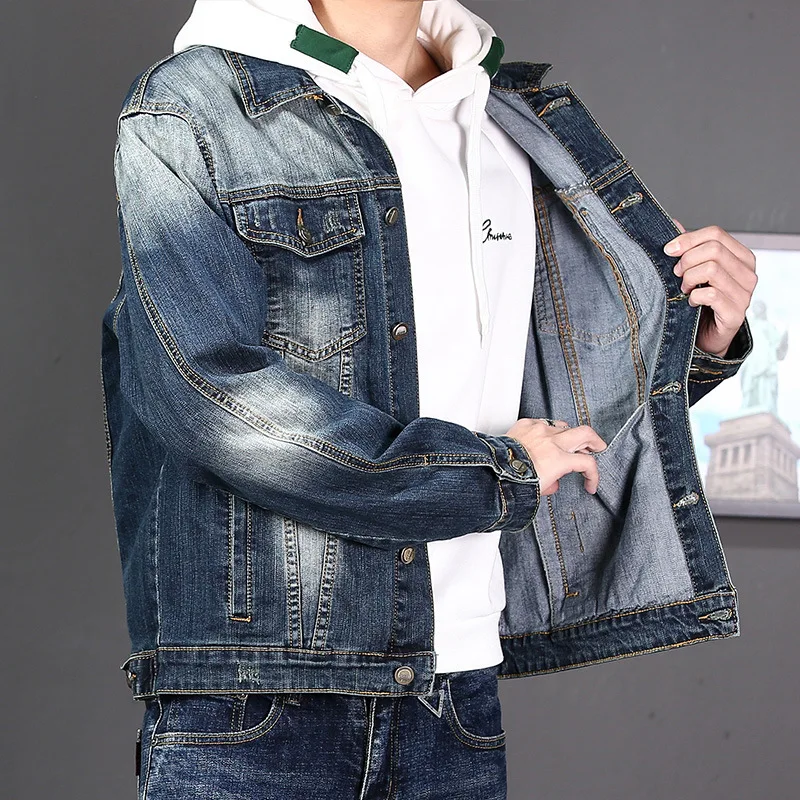 

Men jacket Spring Autumn Mens Denim Jacket Mens Trendy Fashion Bomber Denim Jacket Male Cowboy Jeans jackets 3XL,K303