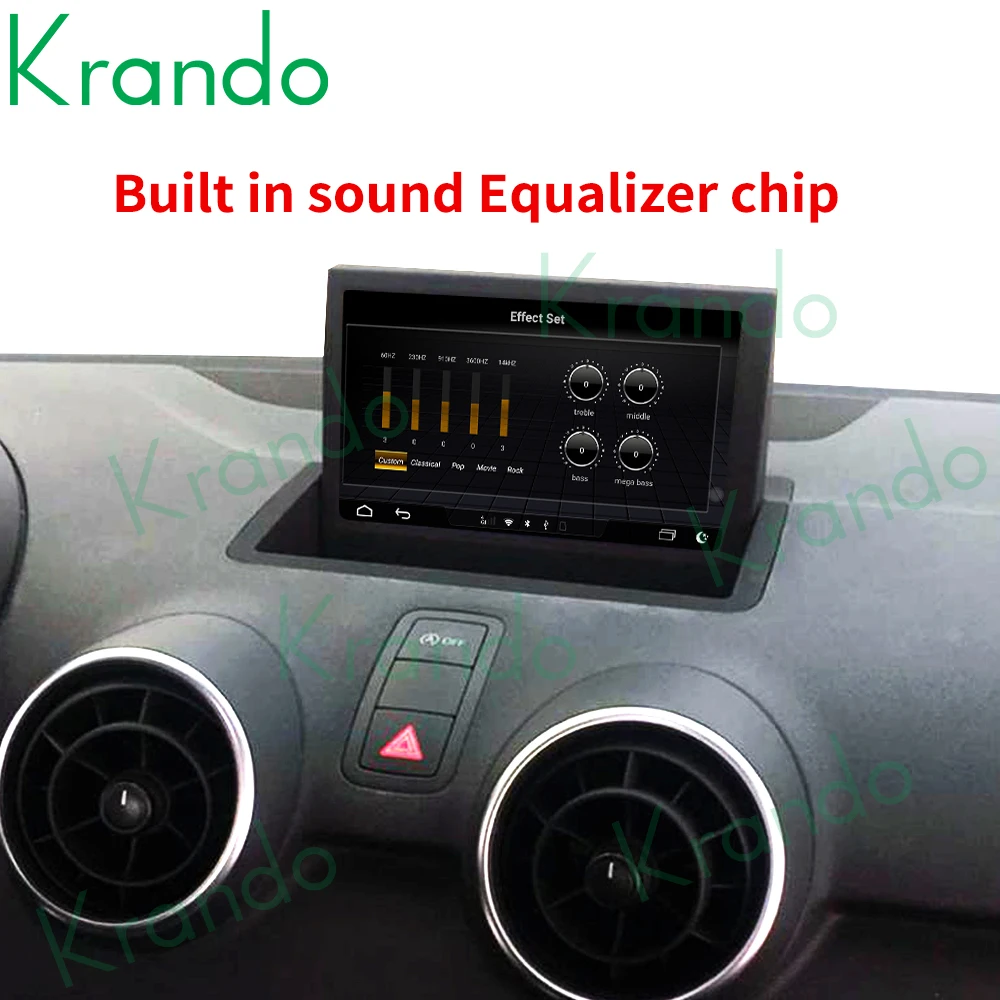 저렴한 Krando 안드로이드 10.0 8 인치 IPS 8G 128G 차량용 라디오 오디오 스테레오 GPS, 아우디 A1 2010-2018 용 멀티미디어 플립 스크린 무선 카플레이