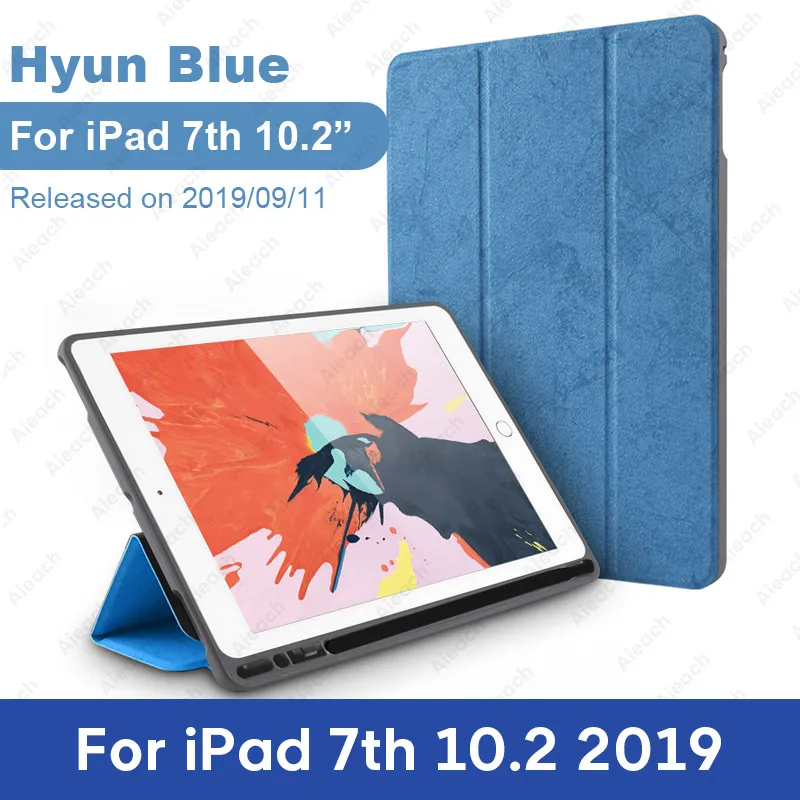 For iPad 10.2 Blue 2 Чехол для iPad 9,7 10,2 чехол с держателем карандаша умный кожаный тканевый силиконовый чехол для iPad Pro 9,7 Air 1 2 - Цвет: For iPad 10.2 Blue 2