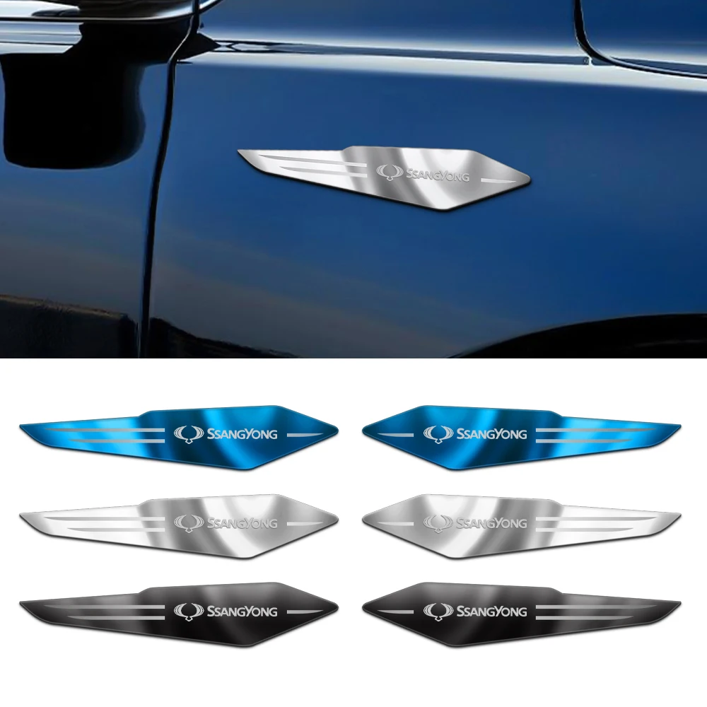 

New Car Styling 3D Stainless Steel Side Emblem Badge Sticker Decals for SSANGYONG Actyon Rexton Rodius Kyron Tivoli Musso Stavic