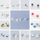 Стильные серьги-гвоздики PONYKISS из стерлингового серебра 925 пробы с фианитами минималистичные женские серьги для вечевечерние изысканные ювелирные изделия аксессуары Оптовая Продажа подарков