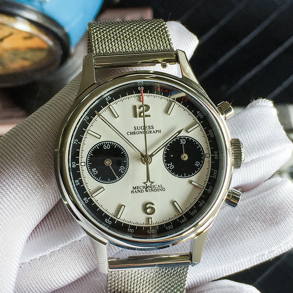 

SUGESS часы с пандой хронограф часы для мужчин Чайка перемещение мужчин t ST1901 Роскошные повседневные 2021 браслет из нержавеющей стали сапфир