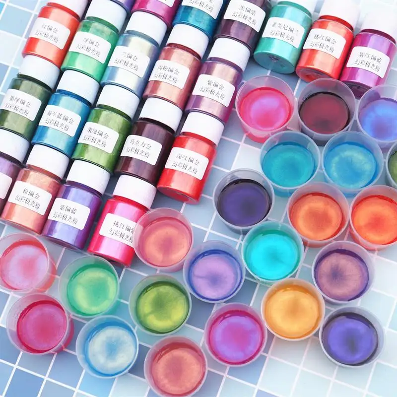 

10g Chameleons Epoxy Resin Pigments Aurora Colorant Powder With Mini Brush DIY Nail Art Dearation Resin Crafts Jewelry Making