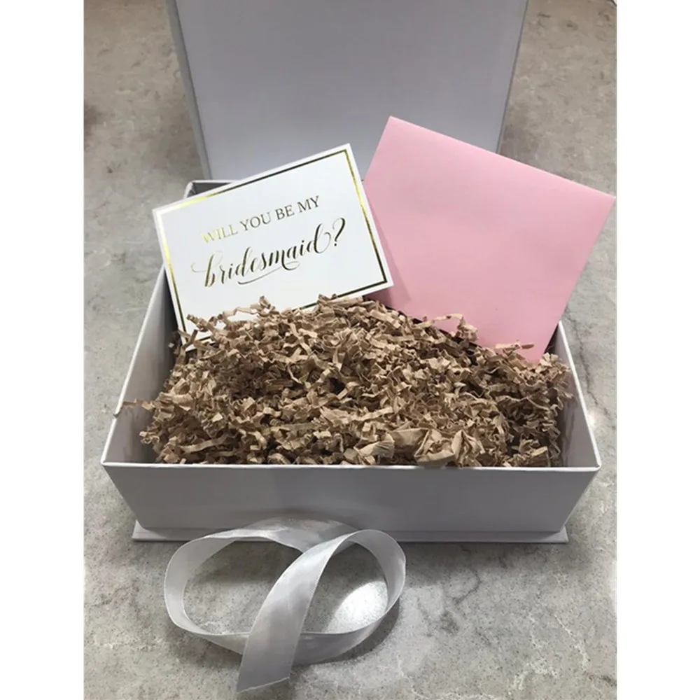 Коробки из фольги золотистого цвета для подружки невесты шелковая Свадебная