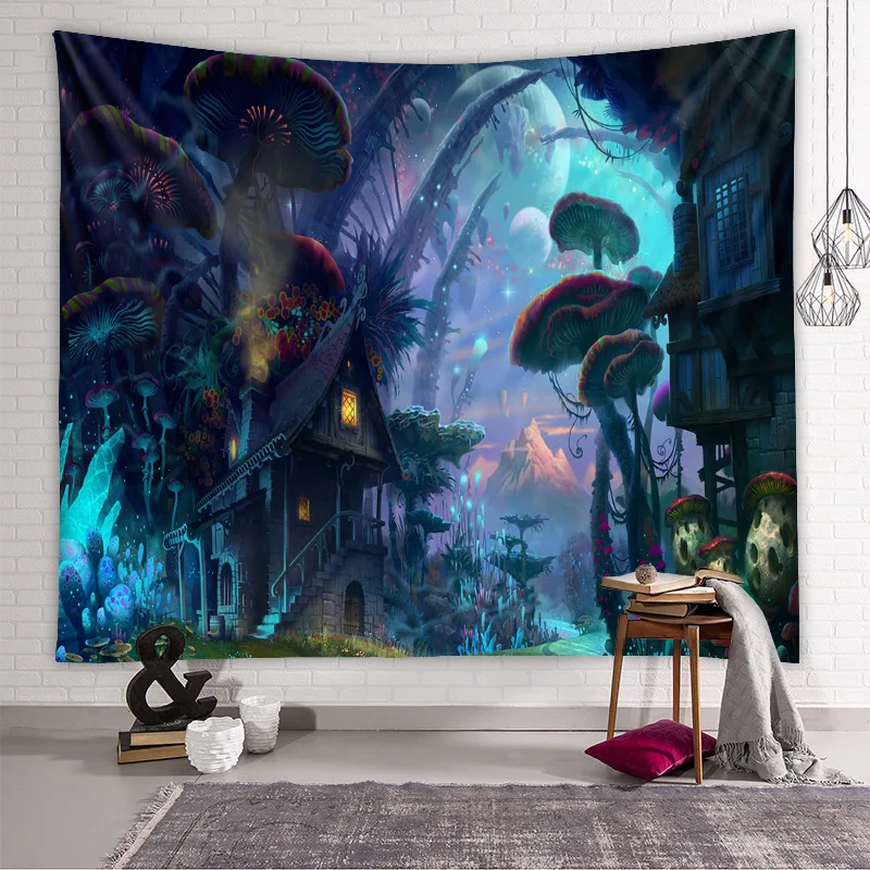 

Custom Print Bohemian Psychedelic Trippy wall tapestry Witchcraft Supplies Nature Landscape Wall Hanging for LivingRoom Bedroom