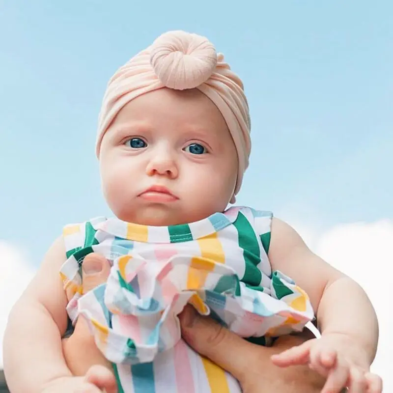 

2019 New Cute Kids Baby Hat Girls Turban Bow Knot Head Wrap Boy Girl Autumn Winter Warm Hat Cotton Bunny Rabbit Ear Caps