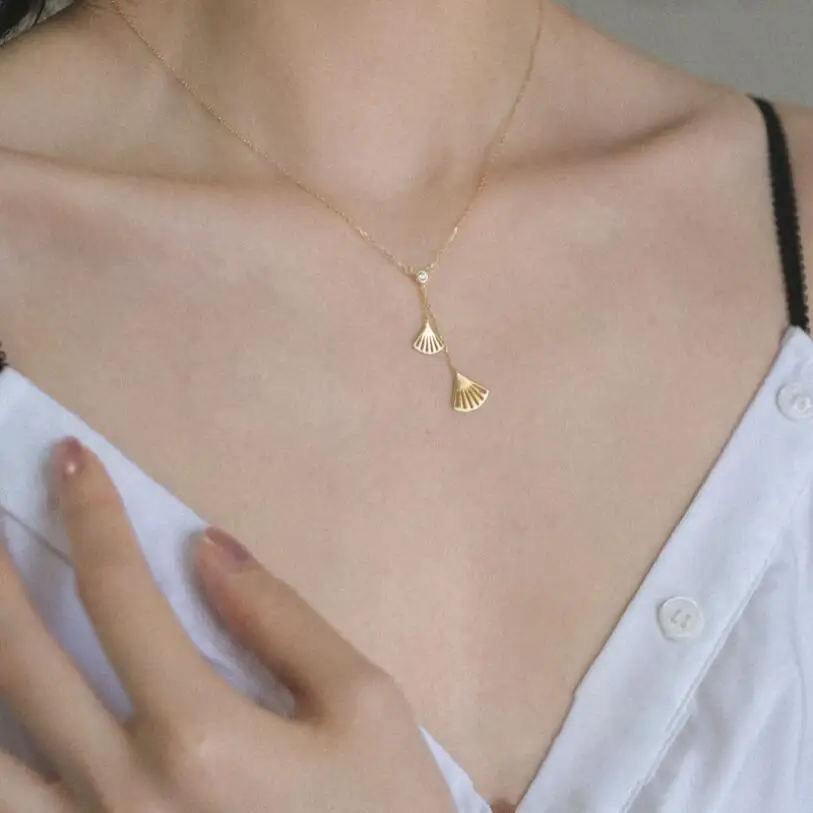 

Стерлинговое Серебро 925 Подвеска-Веер ожерелье геометрический Мори стильный циркониевый CZ ожерелье для женщин серебро 925 ювелирные изделия...