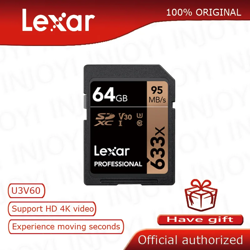Оригинальная флеш карта Lexar 633x16 ГБ 64 SD 32 128 SDHC/SDXC U3 класс 10 256 памяти sd для DSLR HD